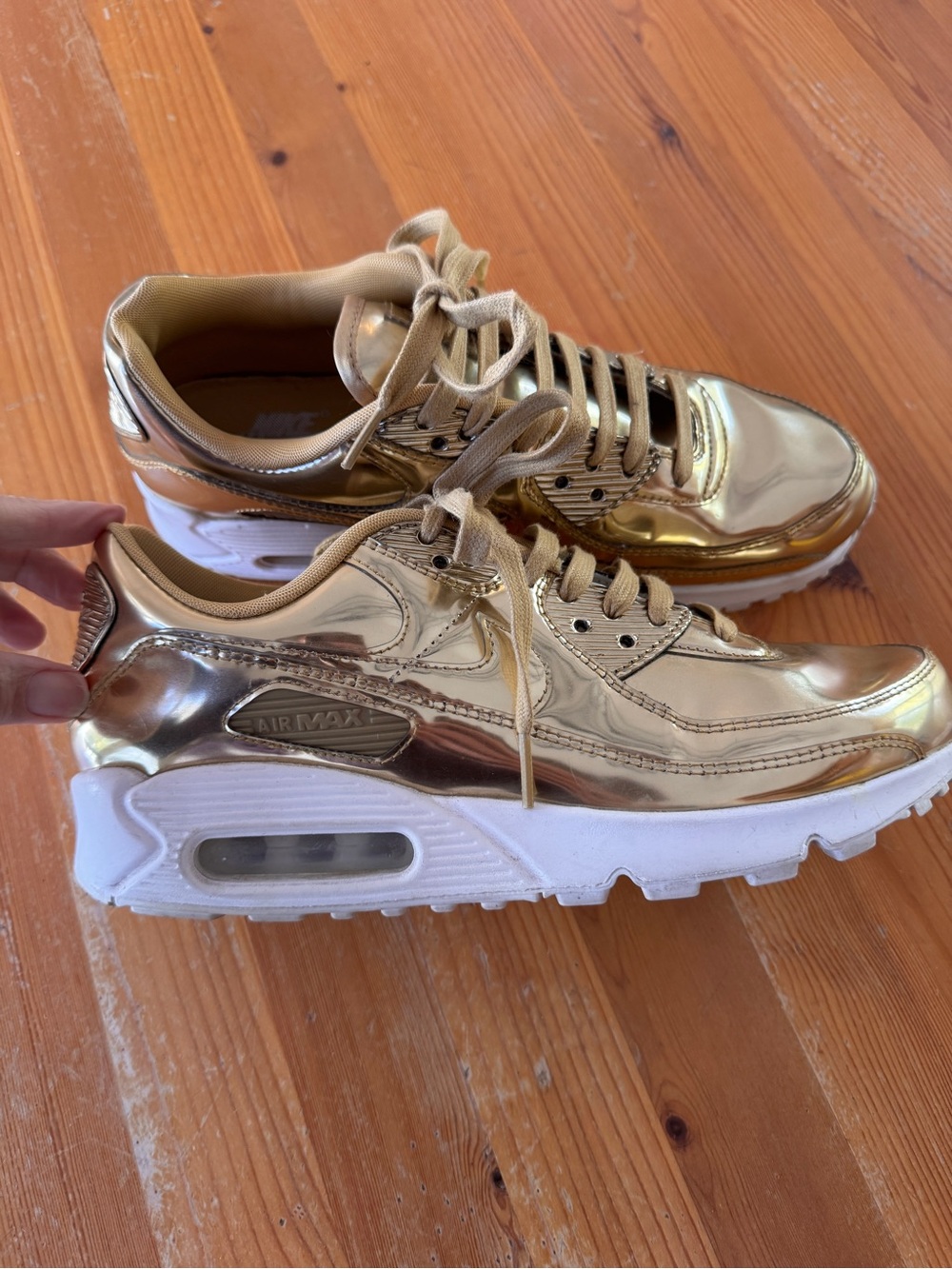 Nike Women’s Air Max Metallic Gold Lace-Up Sneakers